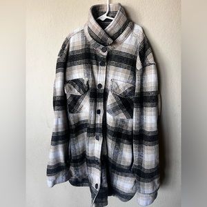 Plaid Women's Jacket - Black and Cream